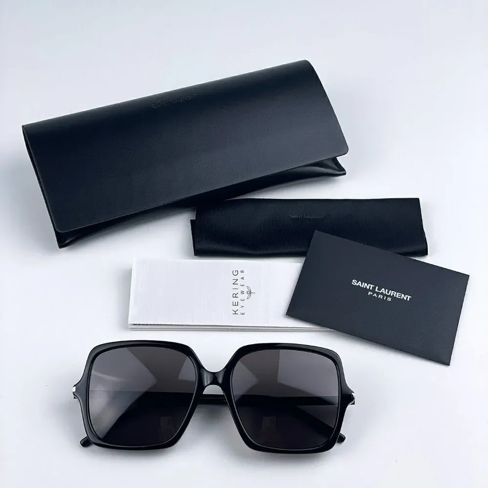 SALE! NEW Saint Laurent SL591 001 Black Square Oversized Women Sunglasses